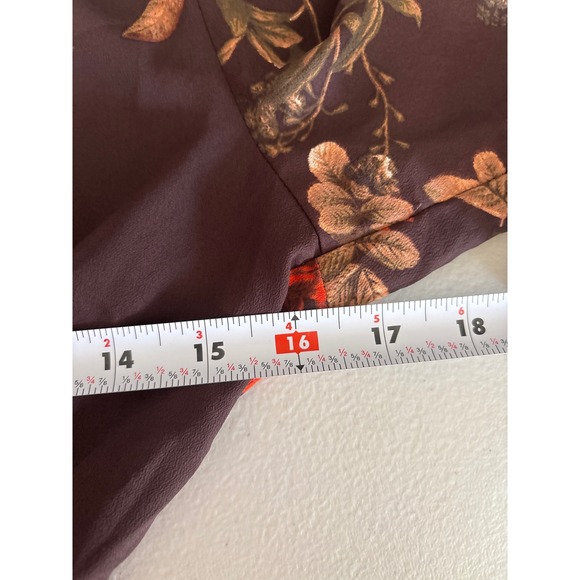 H&M Women's Size 6 Floral Smocked Brown Long Sleeve Ruffle Hem Boho Maxi Dress - Picture 6 of 13